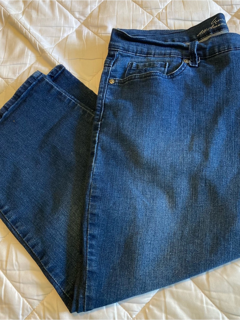 Gloria Vanderbilt Relaxed Capris Dark Blue Slimming Denim Jeans Womens Size 16 - Picture 15 of 15